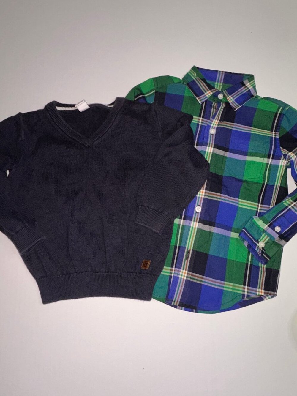 Boys Janie And Jack Sweater & Shirt set blue plaid Size 2T #713